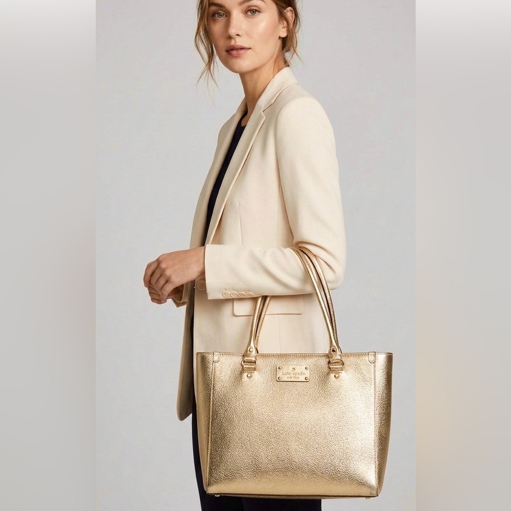 Kate Spade Wellesley Gold tote around 9.5"x 12"x 4.5"